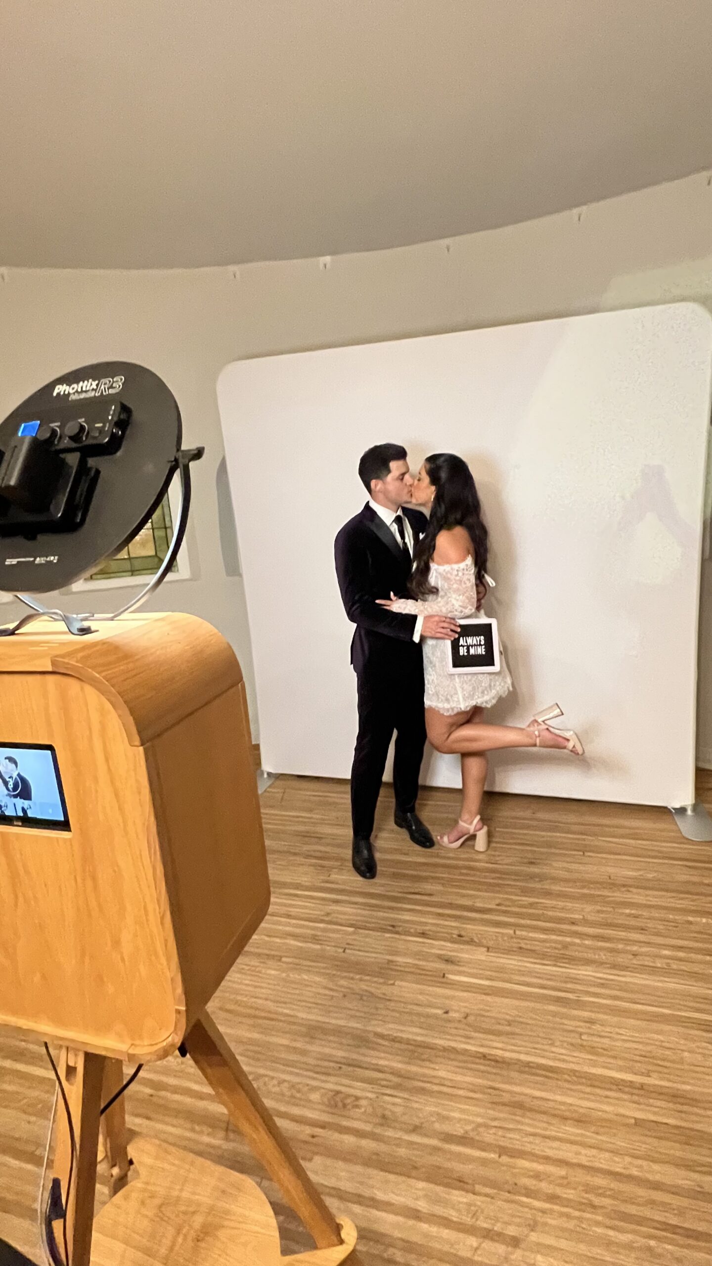 Bride and groom using Vue photo booth