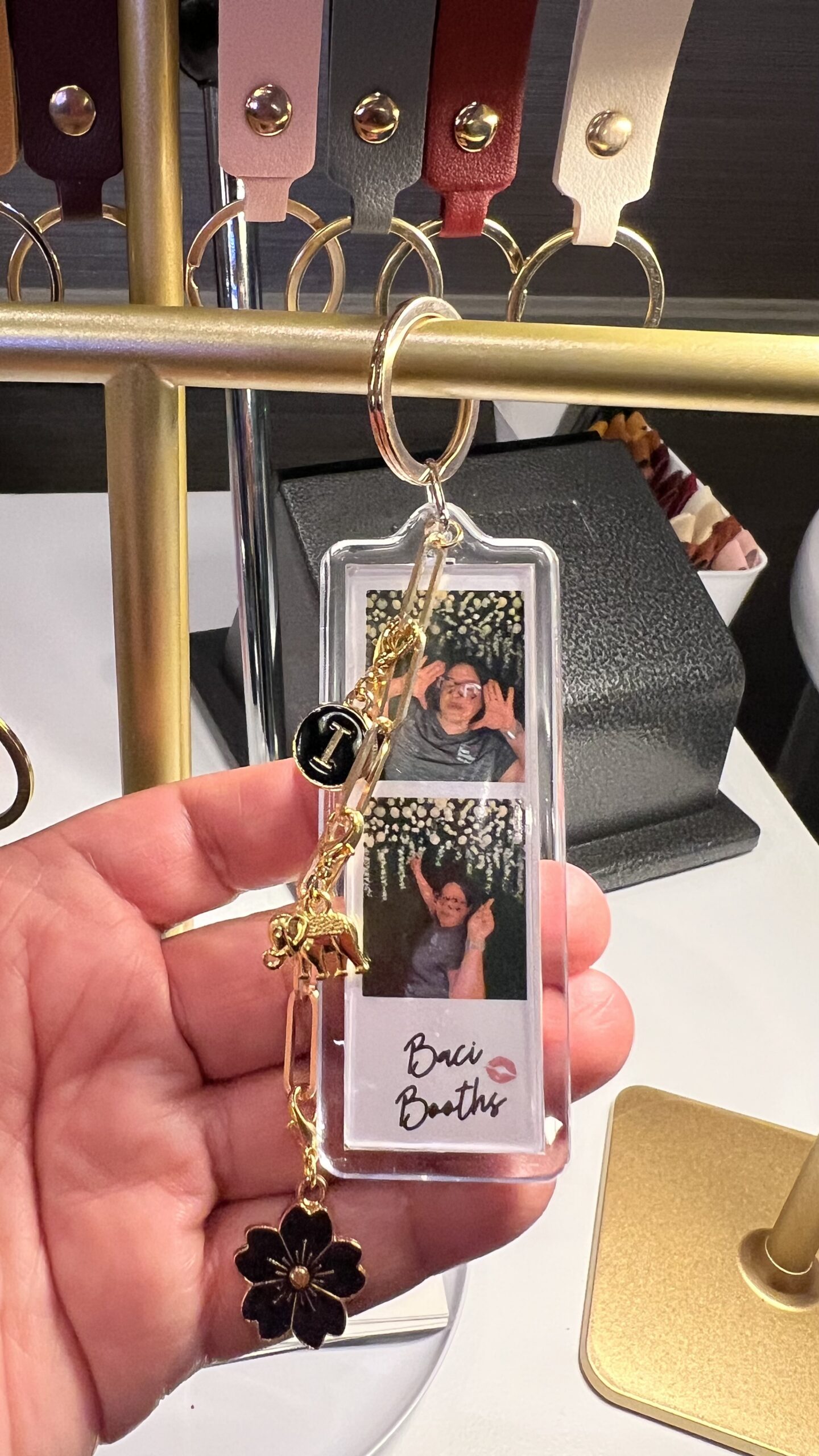 Mini photo booth keychain with charms