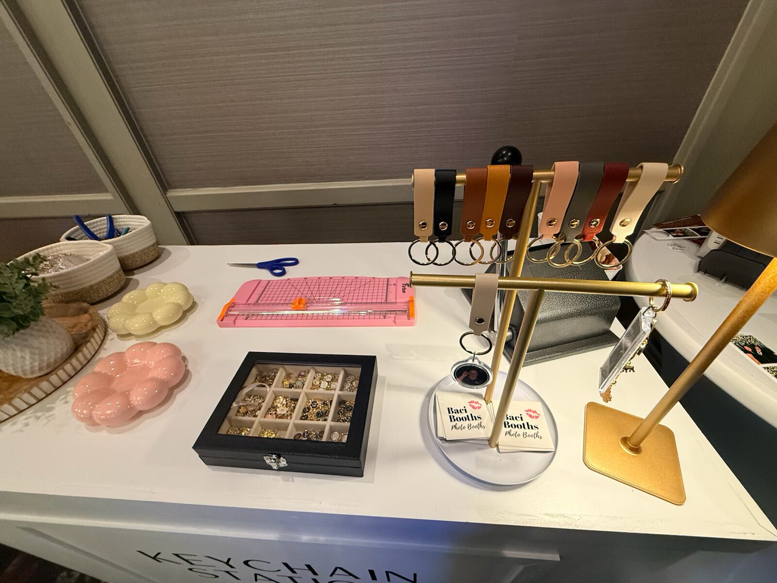 Aerial view of photo booth keychain station