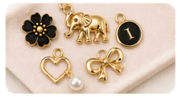 Gold-finished charm bar pieces for custom keychains