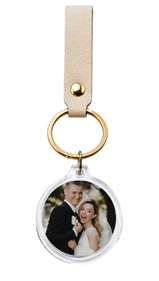 Photo booth keychain with vegan leather strap option